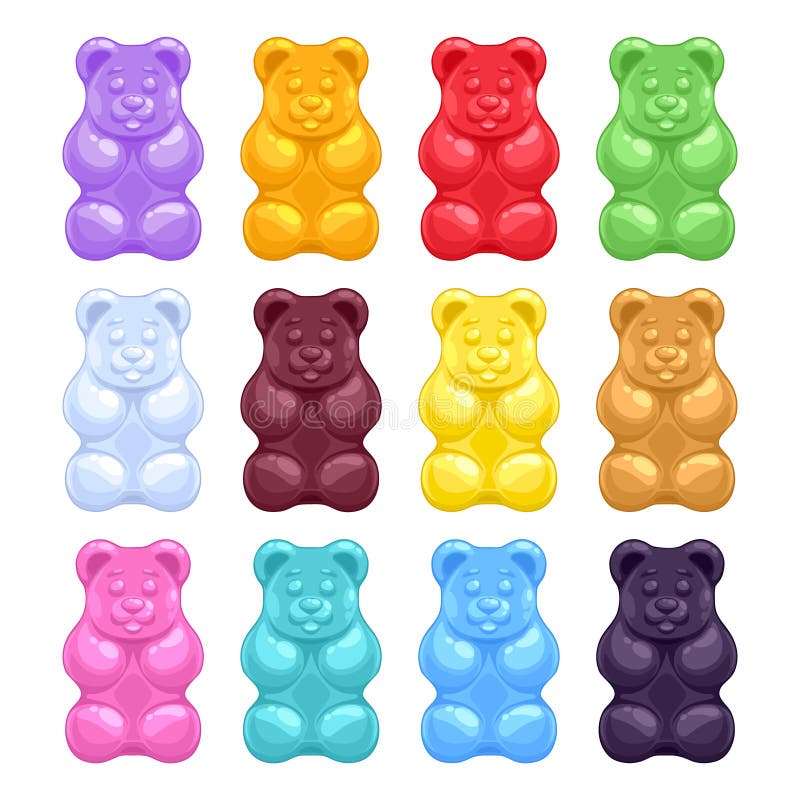 Set of Colorful Beautiful Gummy Bears Stock Vector - Illustration