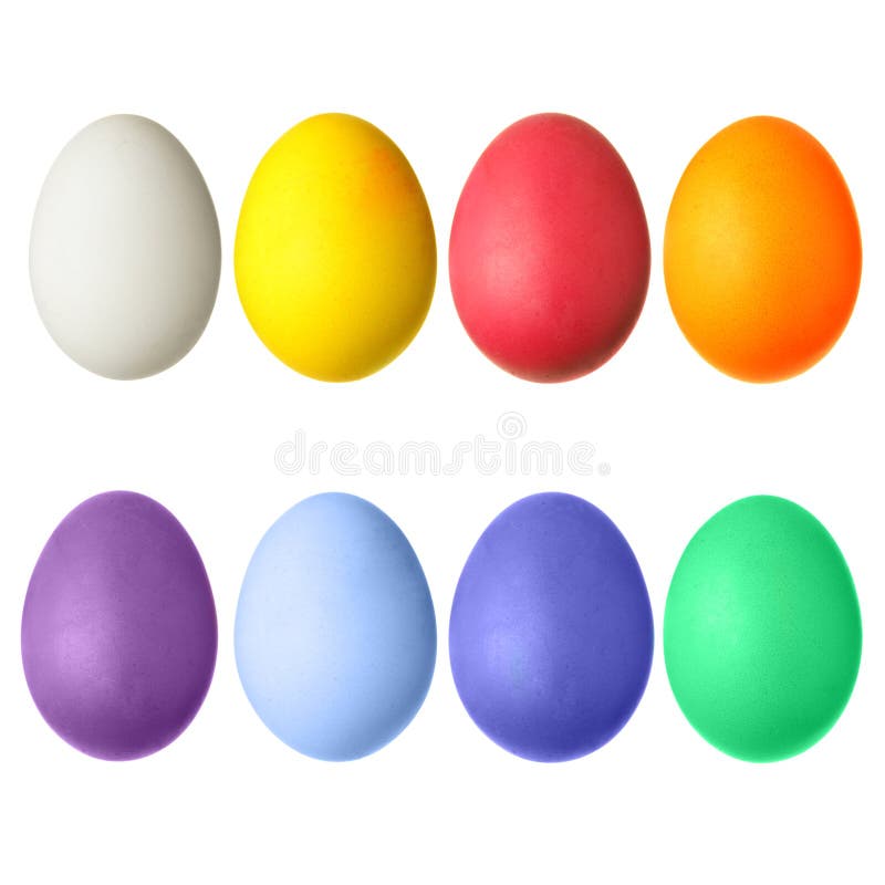 Set of colorful Easter eggs isolated over the white background