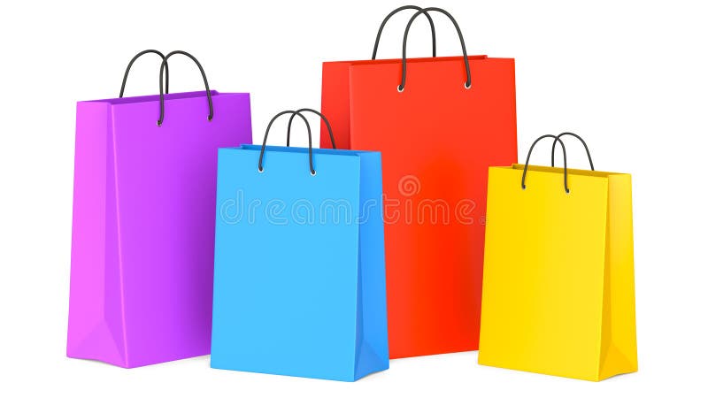 3D Render Of Luxury Shopping Bags Stock Illustration - Illustration of ...