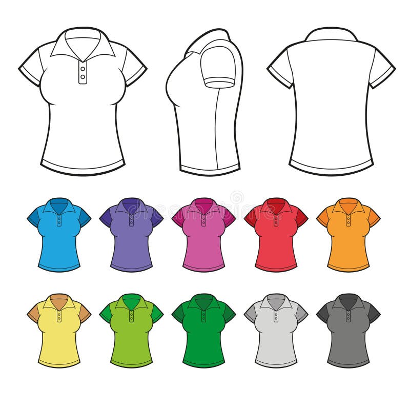 Front, Back and Side Views of Blank T-shirt Stock Vector - Illustration ...