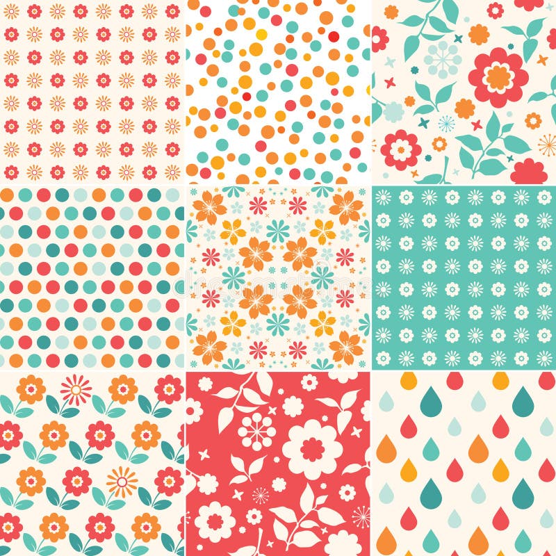 Set of colorful floral pattern