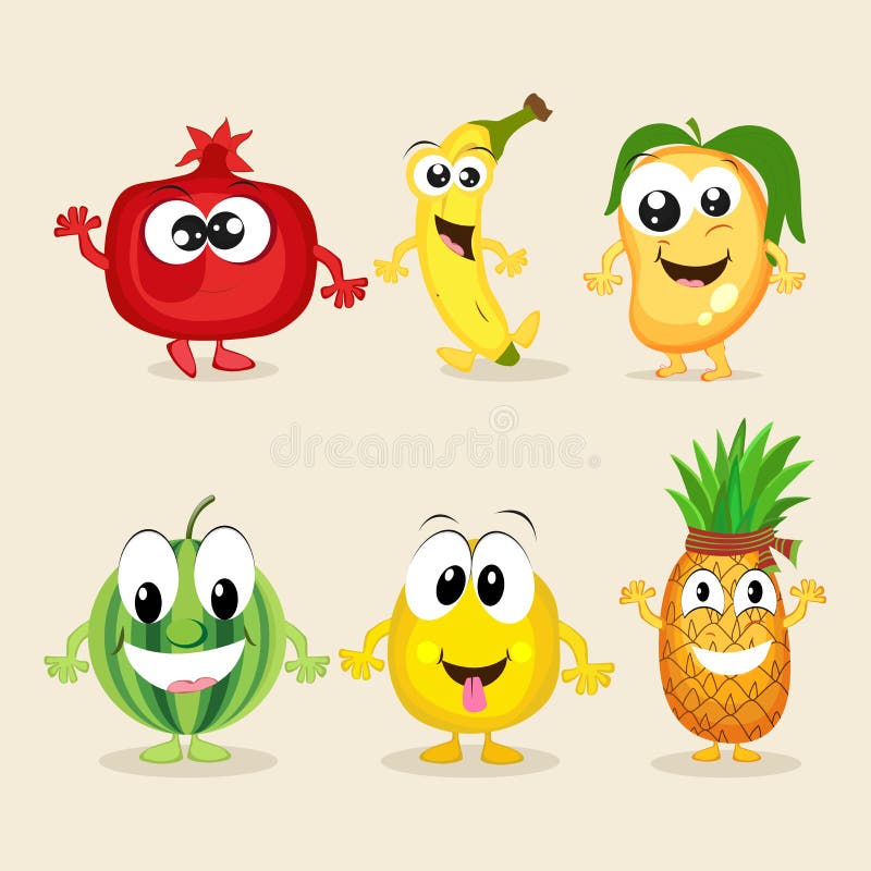 Set of Colorful Funny Fruit Characters. Stock Illustration - Illustration of eating, health: 53191135 Set of Colorful Funny Fruit Characters. Stock Illustration - Illustration of eating, health: 53191135