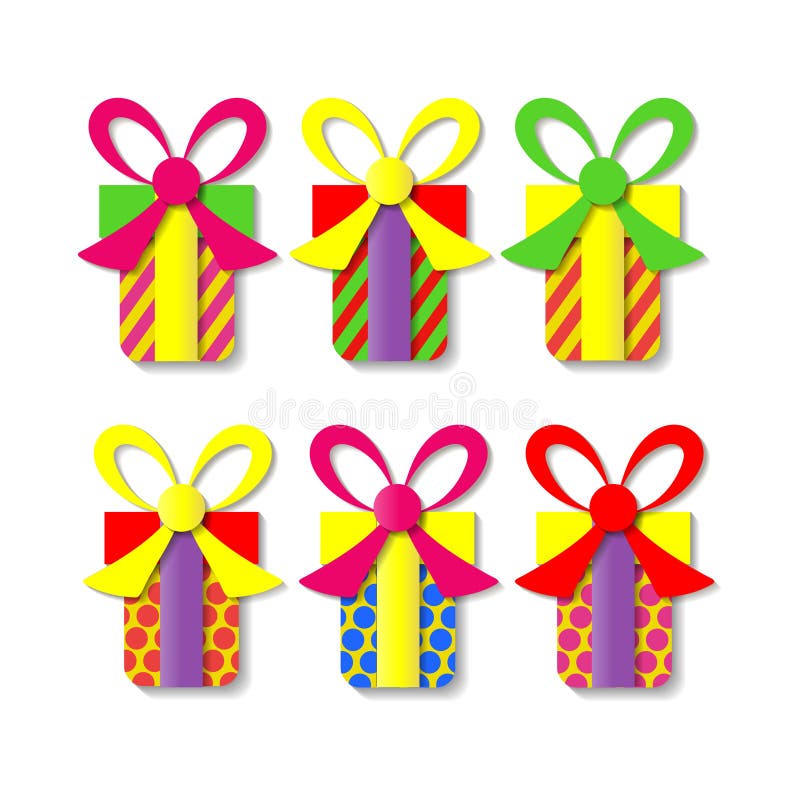A set of colorful gift boxes. Vector