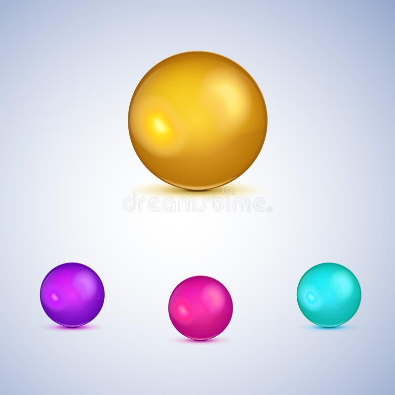 Set of colorful glossy spheres on white.