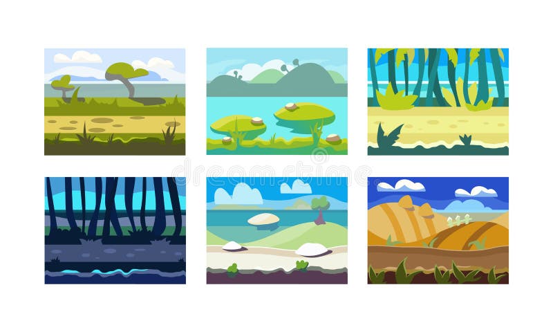 2d game art, natural landscape for games, mobile applications and  computers, game background vector illustration. 15942311 Vector Art at  Vecteezy