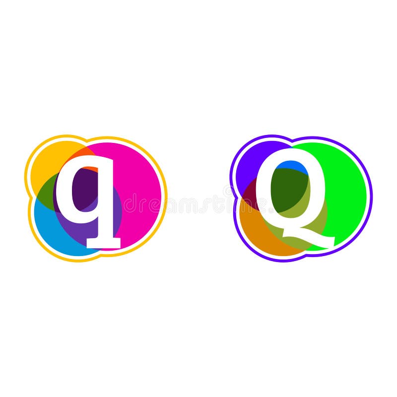 Set of Colorful Icons, Q Letter Logo, Letter Q in Colorful Circle