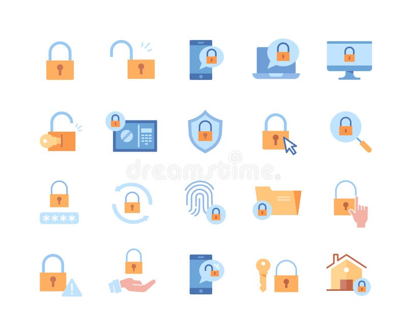 Set of colorful lock icons royalty free illustration