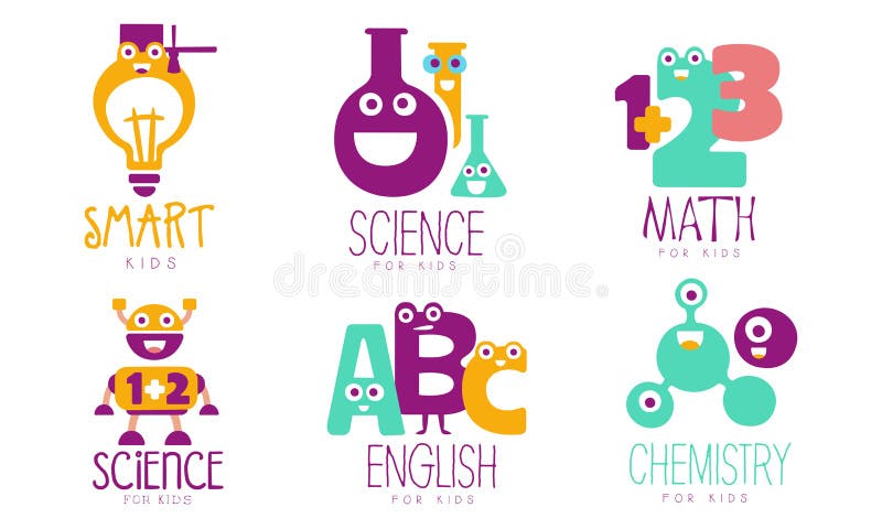 Set of Colorful Logos for Different Lessons. Vector Illustration ...