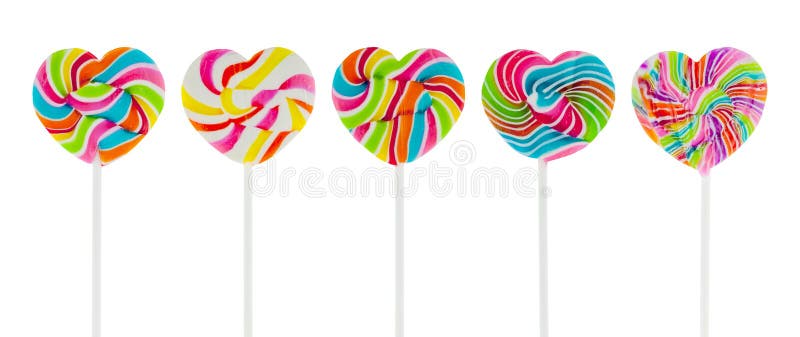 Set of colorful lollipops isolated on white background.selective focus.