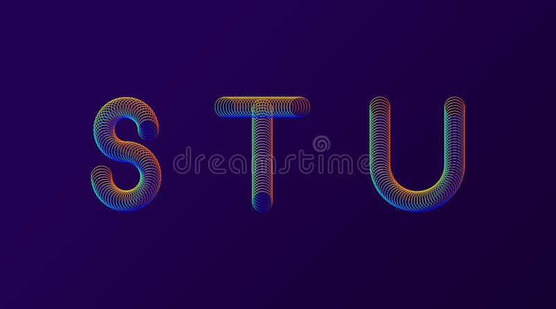 Set of colorful modern abstract letters creative design vector illustration. Rainbow Neon spring alphabet isolated on stock illustration