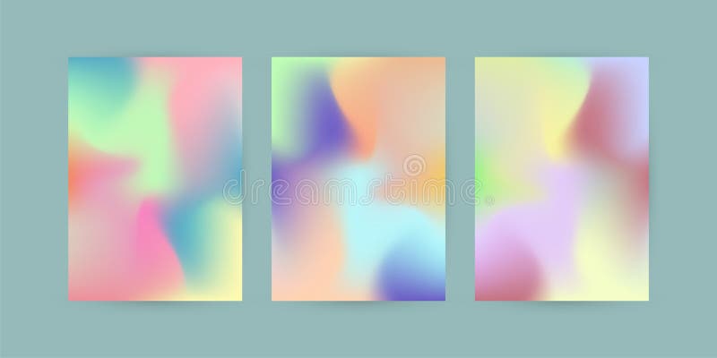 Set of colorful pastel abstract curve design in gradient templae, three pastel style of modern pattern template for soft color design, vector and illustration graphic elements.