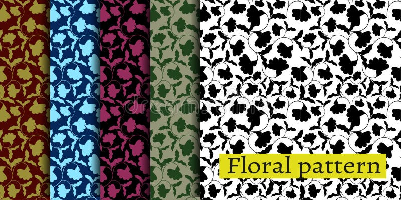 Set Colorful pattern - abstract flowers vector illustration