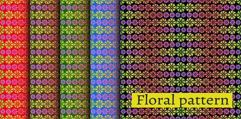 Set Colorful pattern - abstract flowers vector illustration