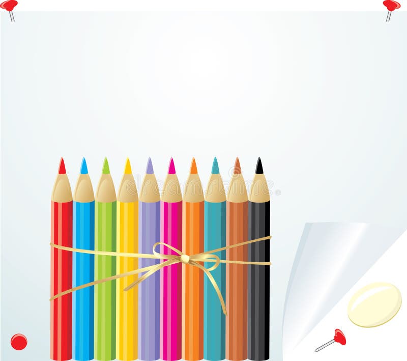 Set of colorful pencils on the convoluted paper stock illustration Set of colorful pencils on the convoluted paper stock illustration