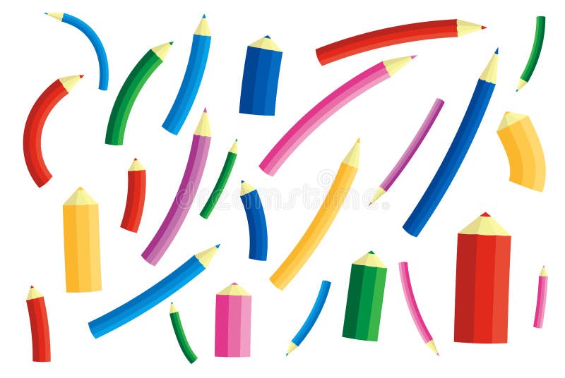 Set Of Colorful Pencils Of Different Forms Eps 10 Stock Vector