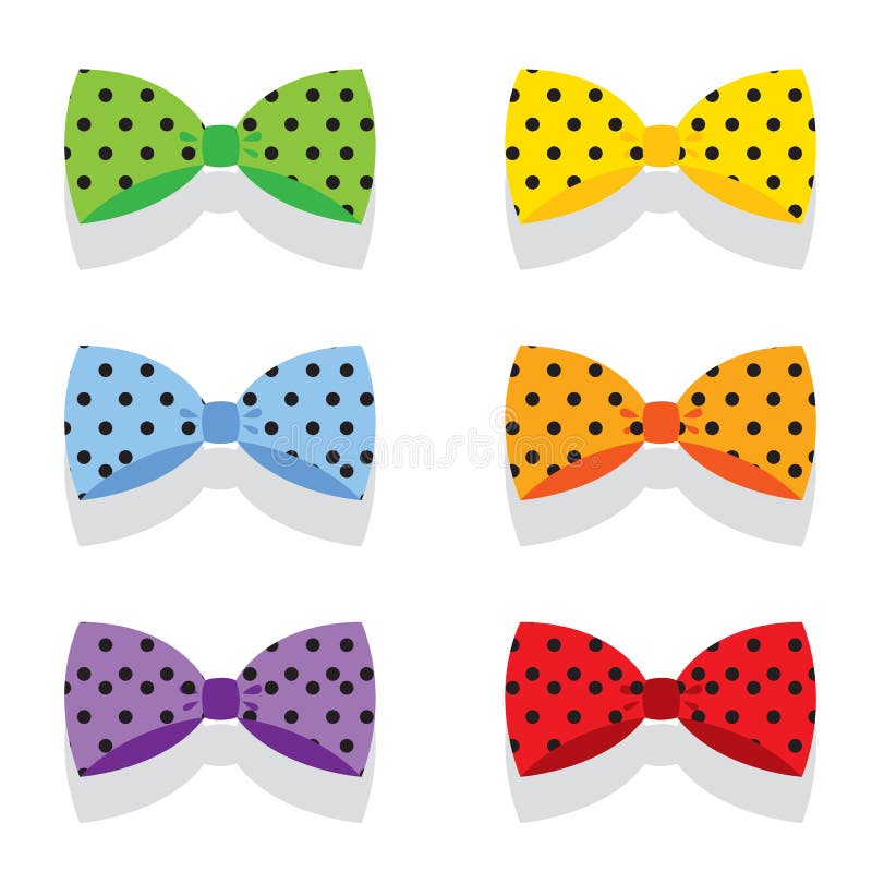 Set of Colorful Polka Dot Bow Ties Stock Vector - Illustration of suit ...