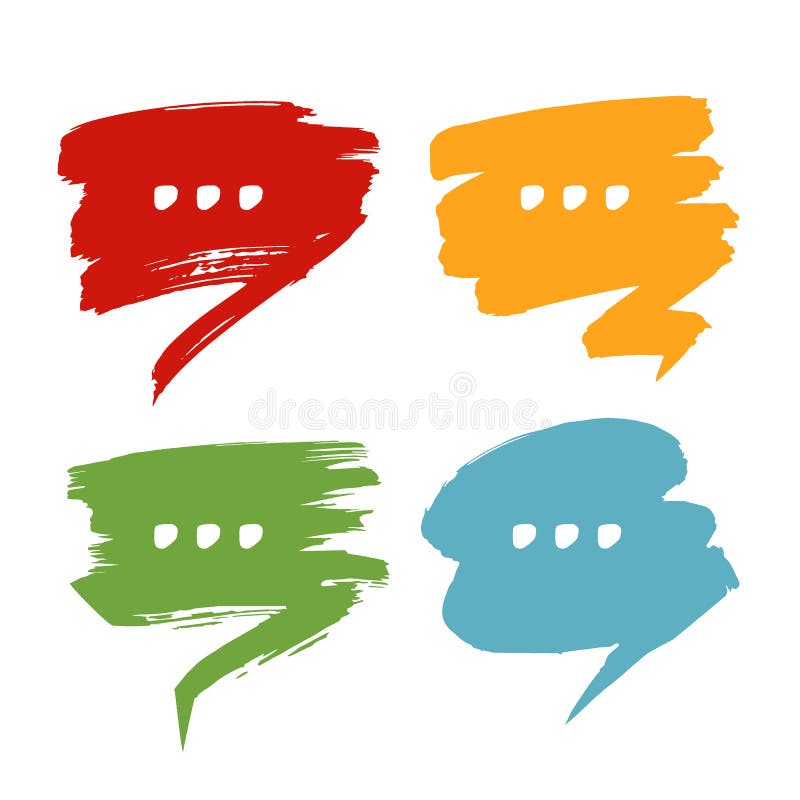 Set of colorful scribble speech bubble. Hand draw talk balloon stock illustration