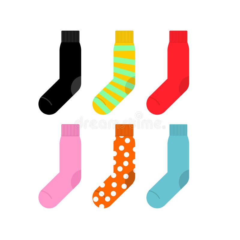 Set Colorful Socks. Vector Illustration Accessories Clothing Stock ...