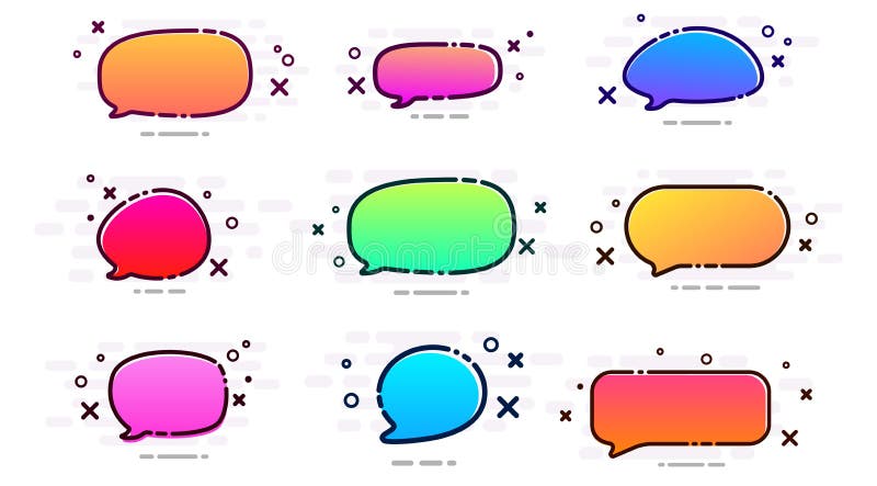 Set of colorful spectrum speech bubbles on white background. stock illustration Set of colorful spectrum speech bubbles on white background. stock illustration