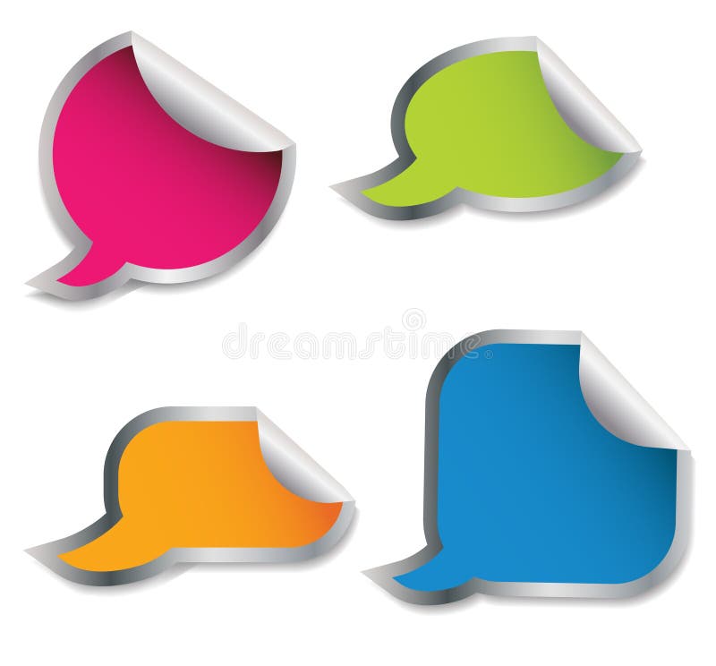 Set of colorful speech bubble stickers royalty free illustration