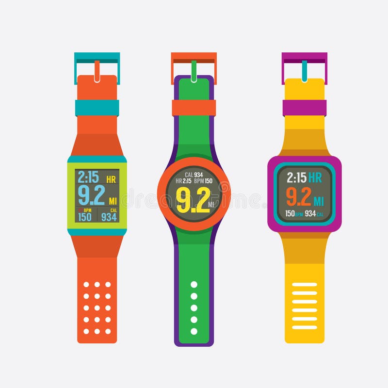 Three Colorful Watches Stock Illustrations 9 Three Colorful Watches