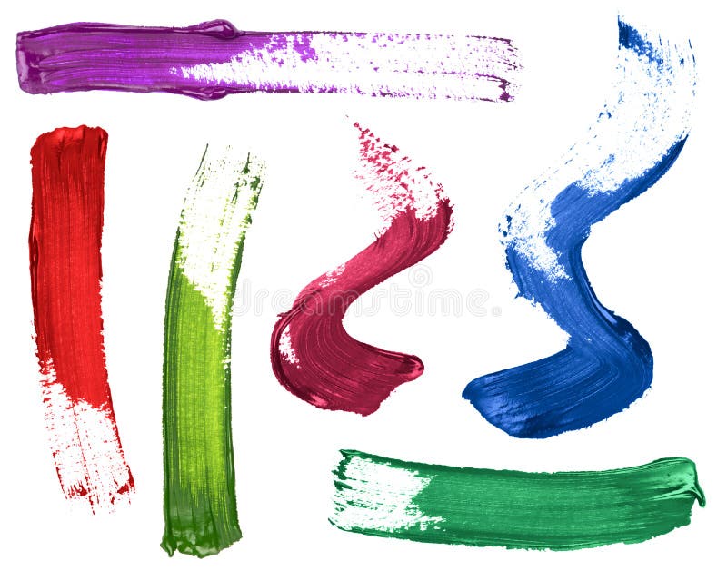 Set of colorful strokes of paint or nail polish on white background