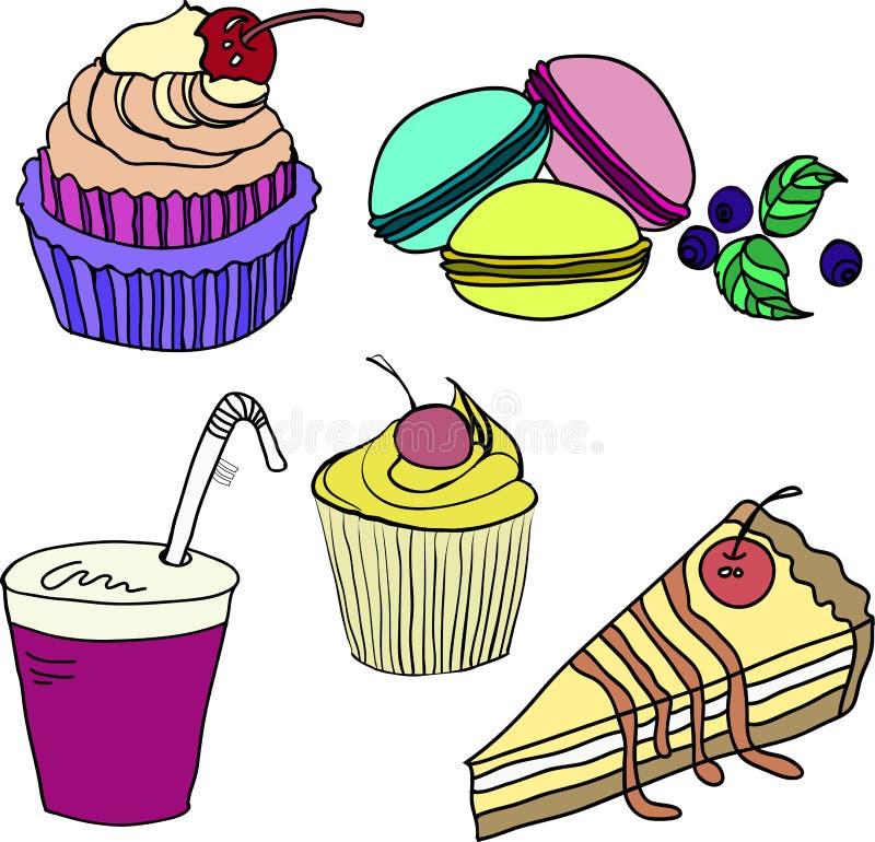 Set of colorful sweets on a white background stock illustration Set of colorful sweets on a white background stock illustration