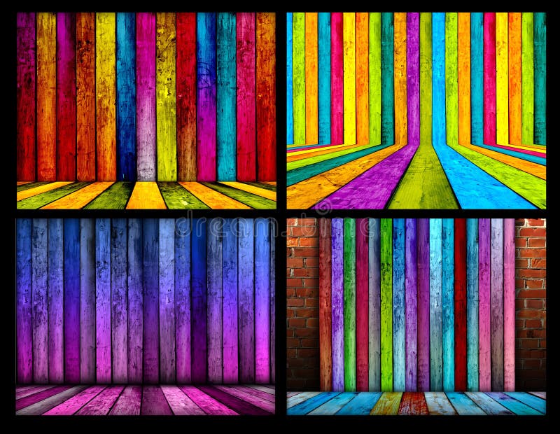 Set of Colorful Wooden Room Backgrounds