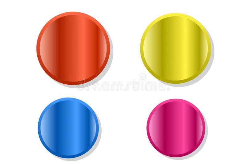 Set of colors round buttons on white background. Abstract blank button isolated vector illustration Set of colors round buttons on white background. Abstract blank button isolated vector illustration