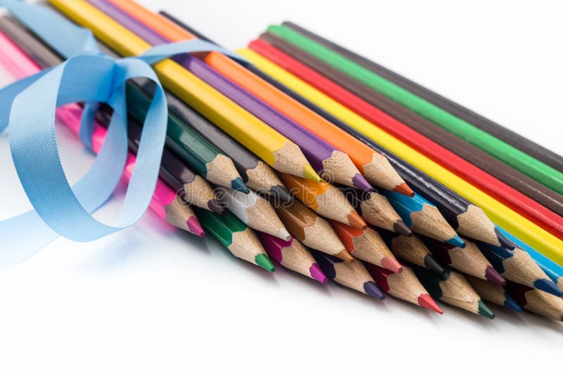 Set of coloured pencils stock image. Image of green, multicolored
