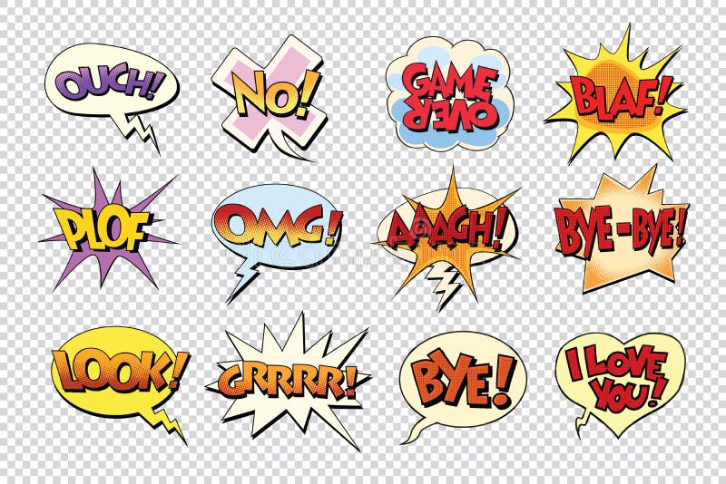 Set of comic bubble stickers Royalty Free Vector Image