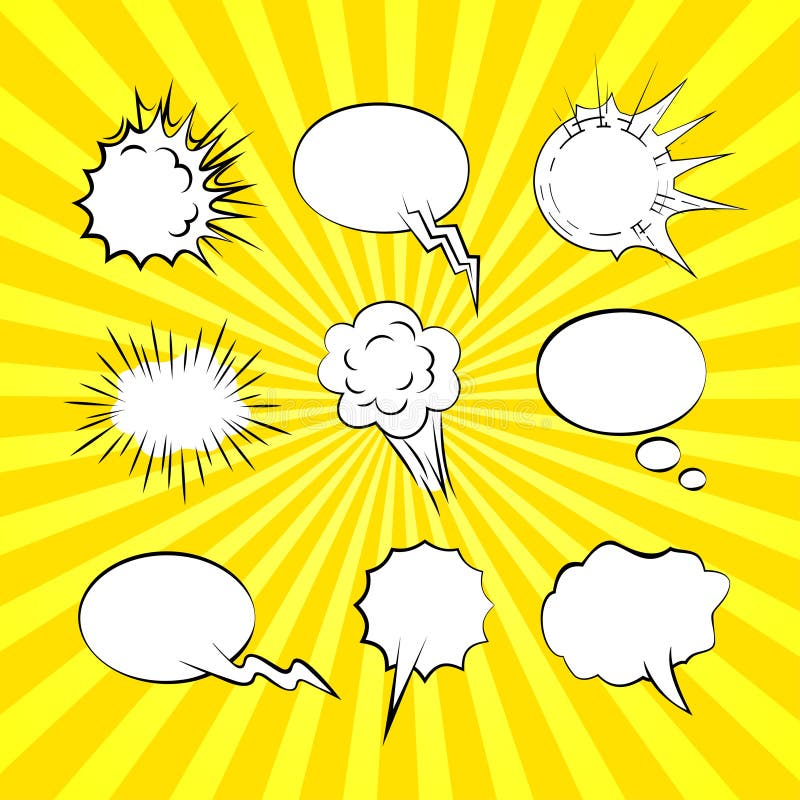 Set of Comic Speech Bubbles and Explosion Elements Stock Vector ...