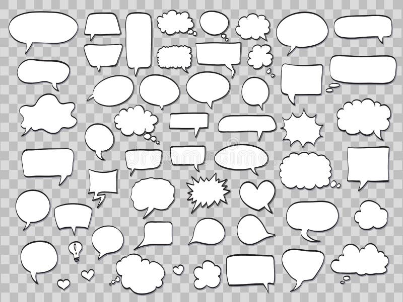 Set of comic speech bubbles on transparent background. vector il