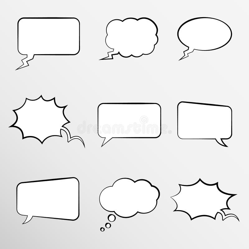 Set of comic style thought bubbles stock illustration