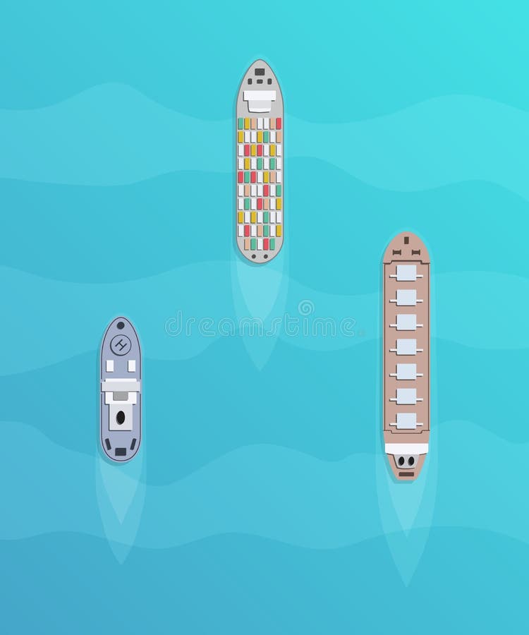 Set of Large Tanker Ships. Modern Tanker Sea Vessel Stock Vector ...