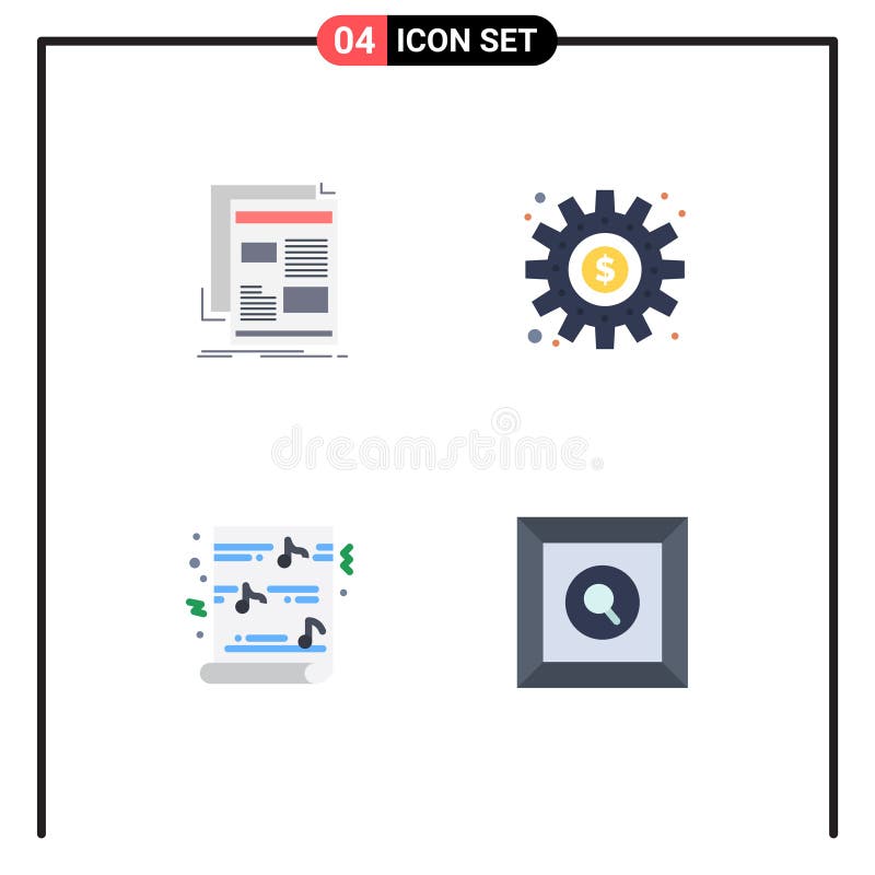 Set of 4 Commercial Flat Icons Pack for News, Work, Media, Making, Funny  Stock Vector - Illustration of paper, newspaper: 178178905