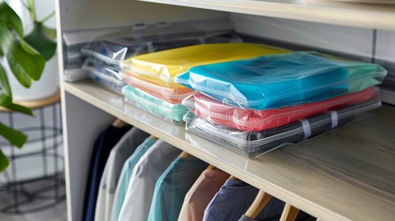 A set of compact ziplock bags for storing wet or dirty items avoiding the use of disposable plastic bags. AI generated