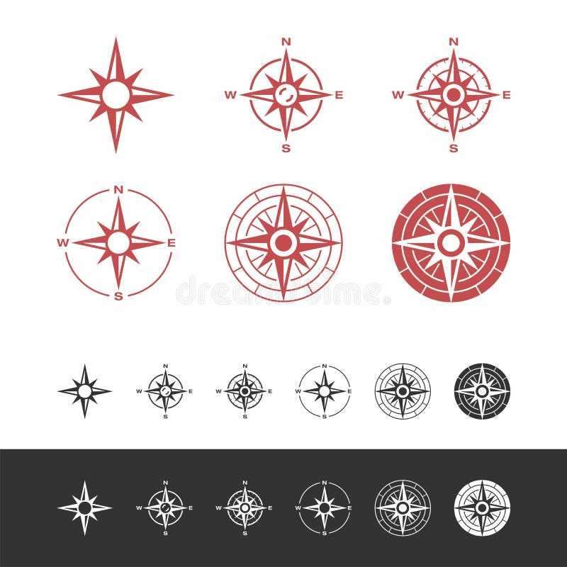 Set Compass Rose Icon Logo Template Illustration Design. Vector EPS 10 royalty free illustration