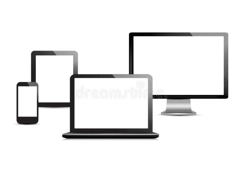 Set of computer devices. stock vector. Illustration of modern - 34287025