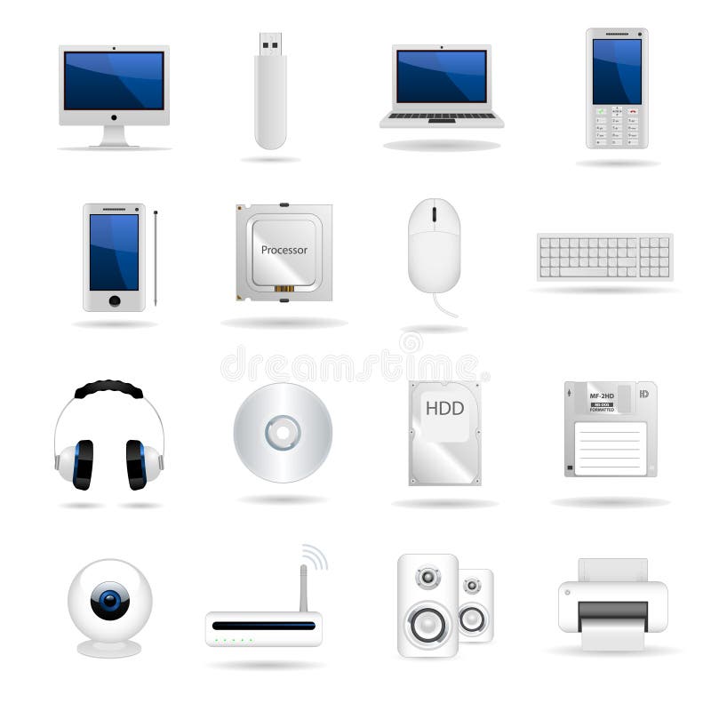Set of computers and hardware icons. Vector illustration. Set of computers and hardware icons. Vector illustration.
