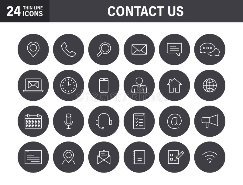 Set of Contact Us web icons in line style. Web and mobile icon. Chat, support, message, phone. Vector illustration vector illustration