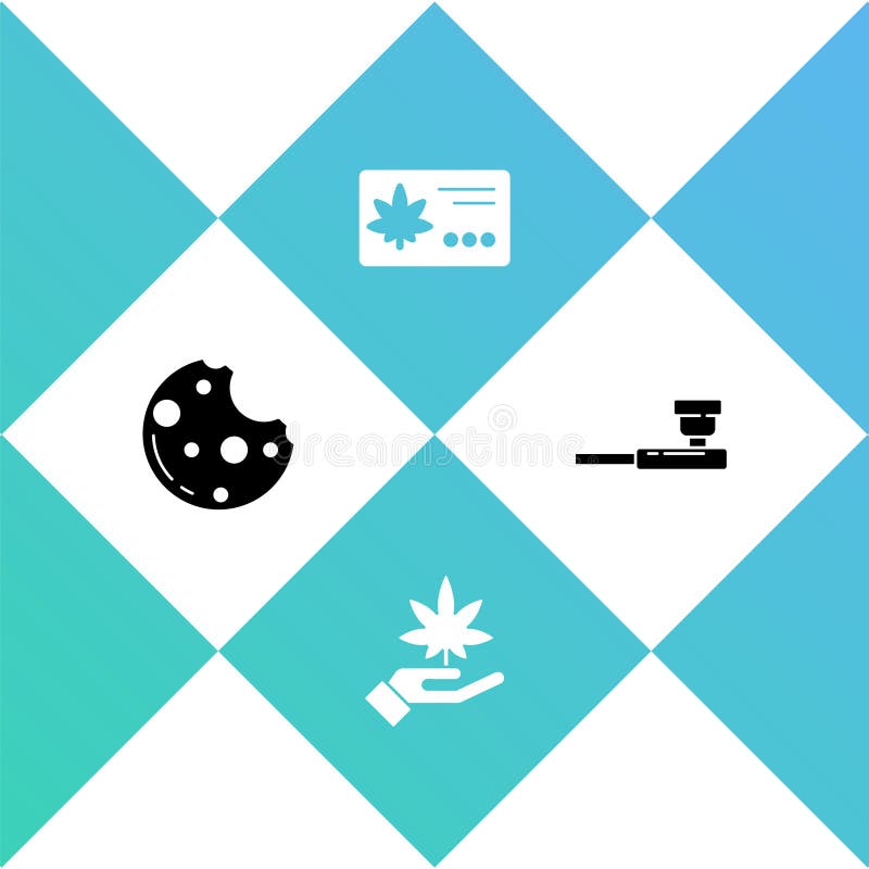 Set Cookies with Marijuana, Marijuana or Cannabis Leaf, Calendar and