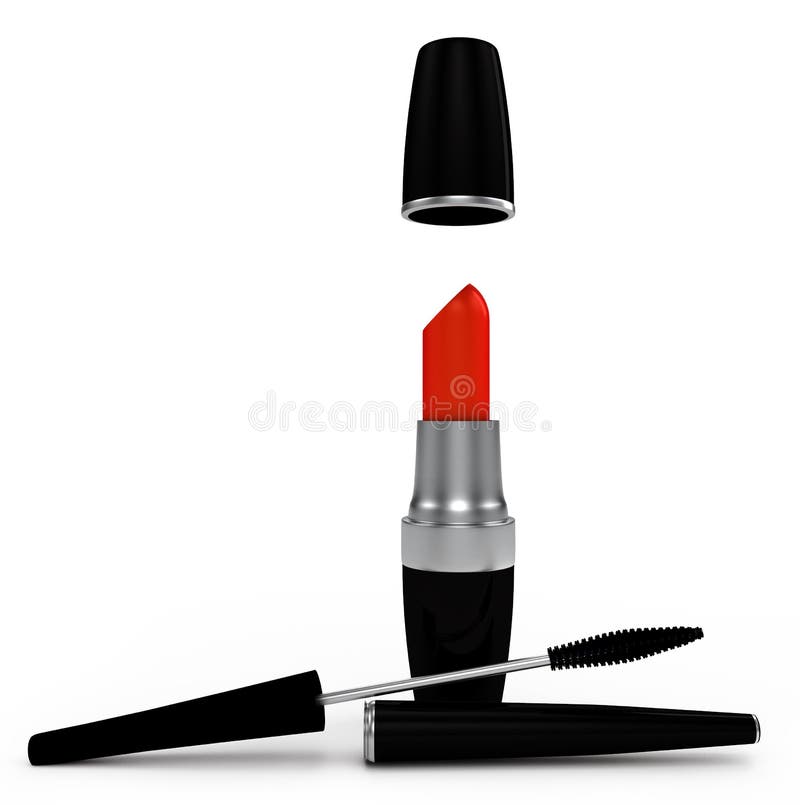Set of Cosmetics. Lipstick and Mascara. Stock Illustration