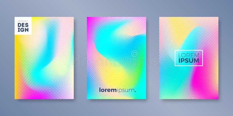Set of cover design with abstract multicolored blurred effect. Vector illustration template. stock illustration