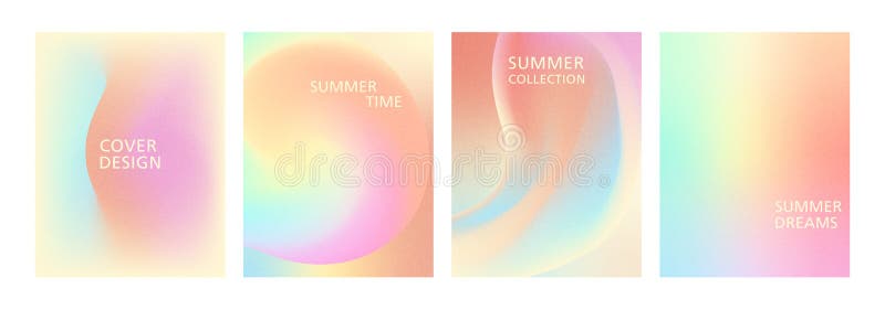 Set of cover templates with grainy gradient in warm summer colors