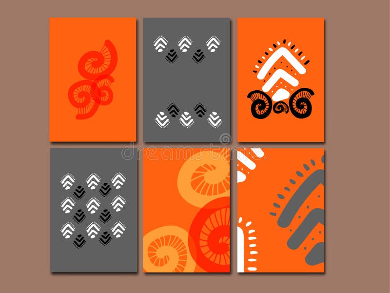 Set of Creative Cards with Hand Drawn Pattern. Bright Design for