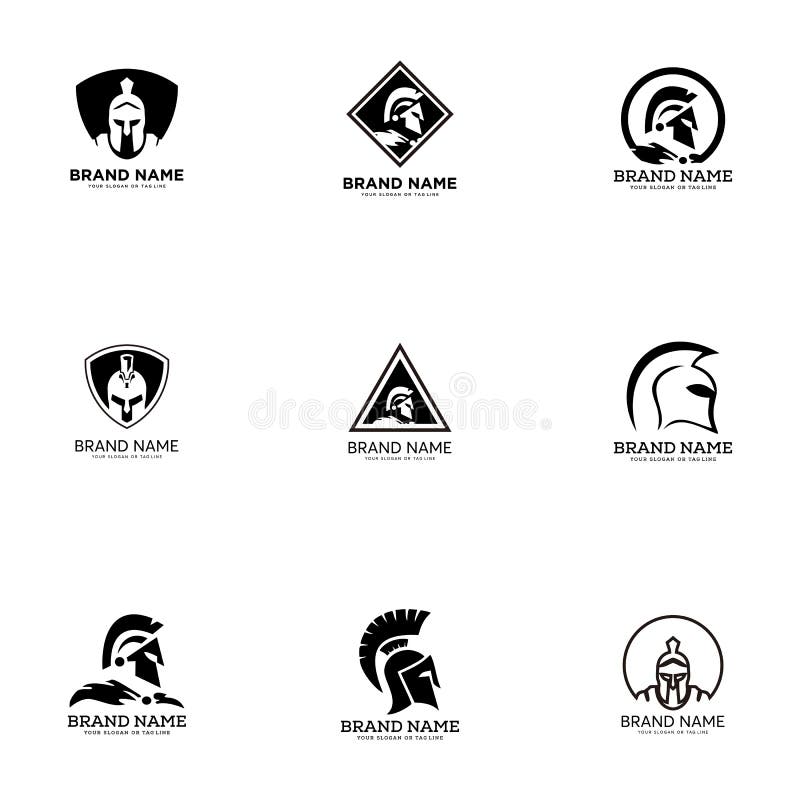 Set creative logo design concept warrior stock illustration