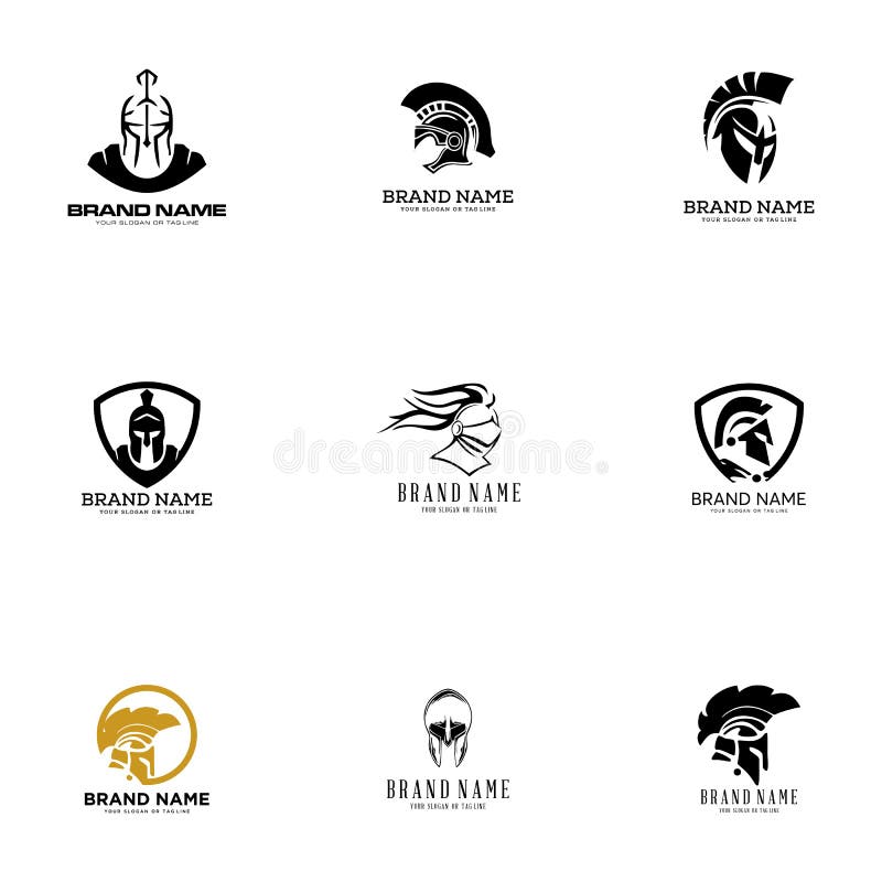 Set creative logo design concept warrior vector vector illustration