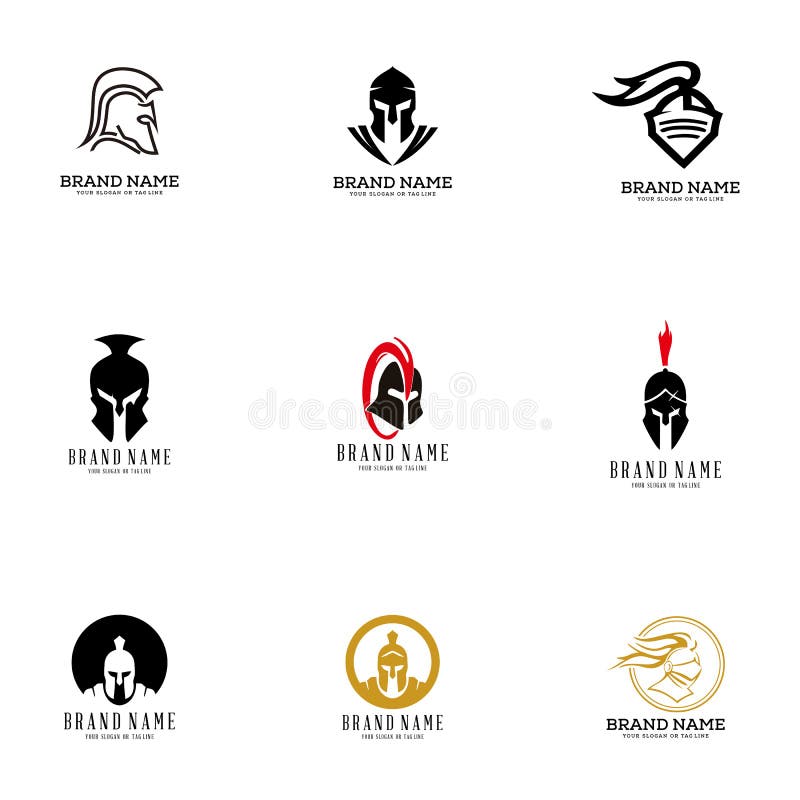 Set creative logo design concept warrior vector vector illustration