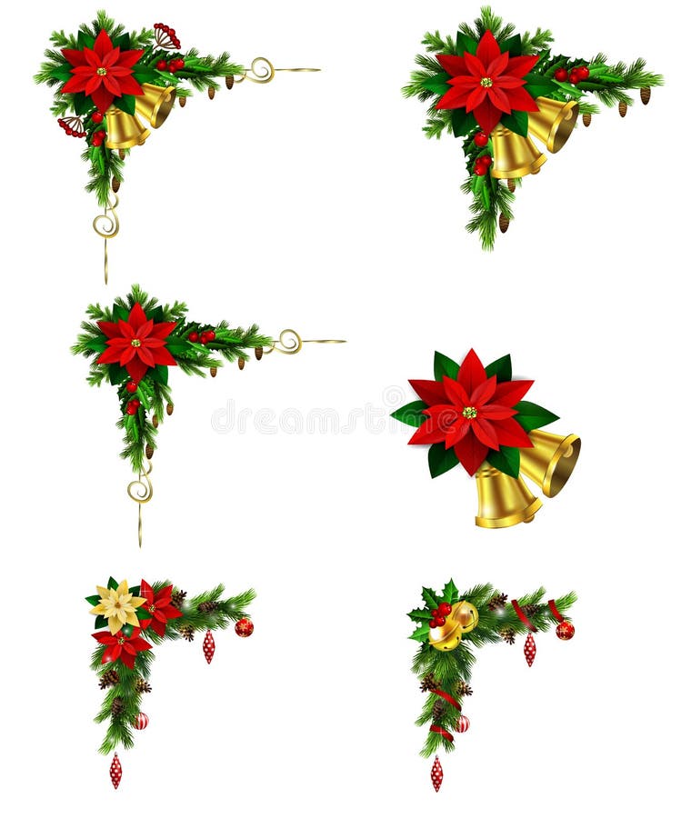 Set of Christmas Corner Decorations Stock Vector - Illustration of ...